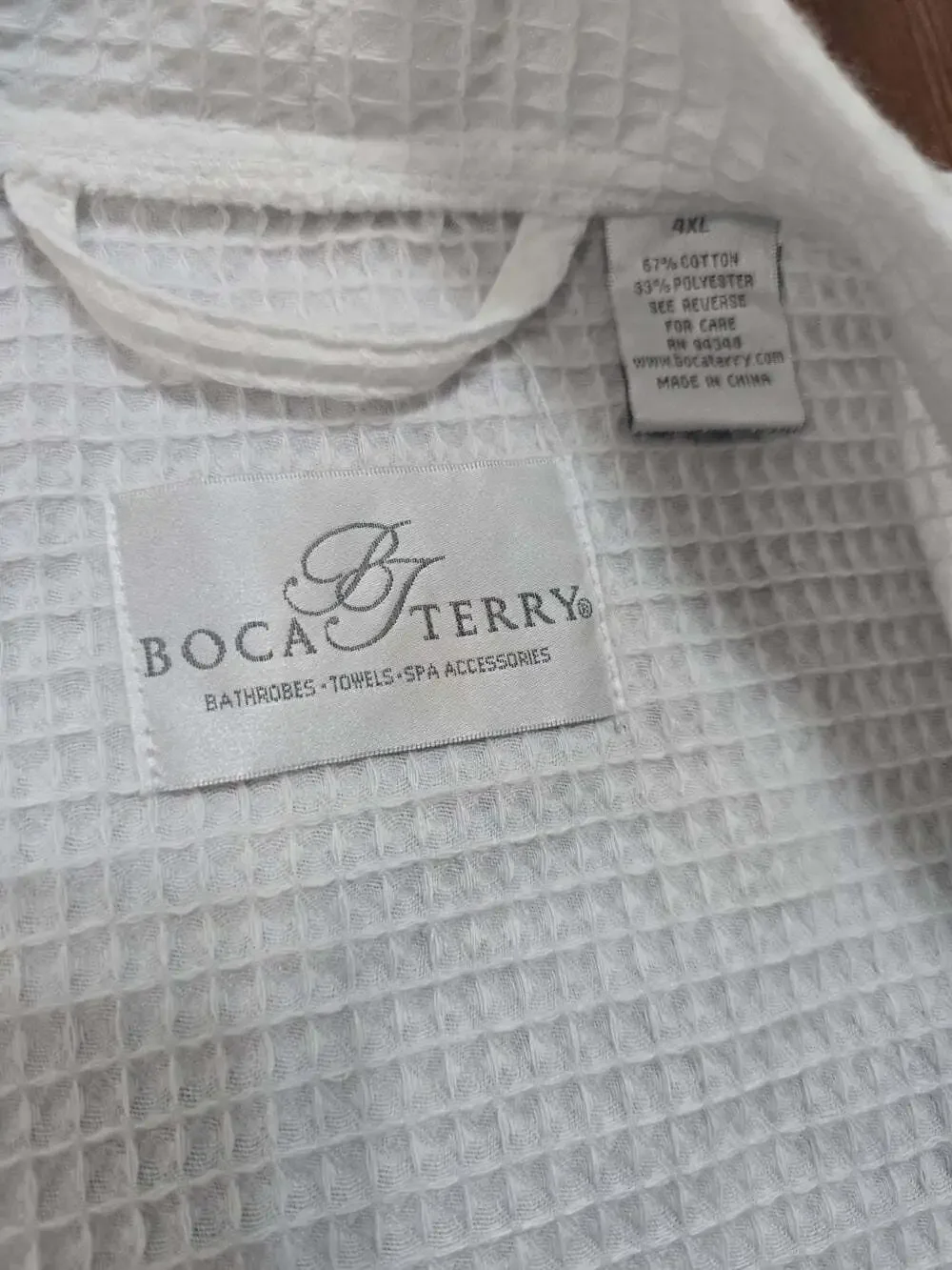 Unisex Boca Terry White Waffle Knit Texture Bath Robe Cotton Blend NO BELT 4XL
